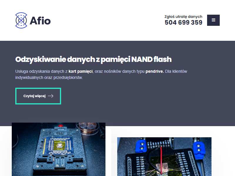 Afio: profesjonalne odzyskiwanie ważnych informacji z pamięci oraz z NAND flash 
