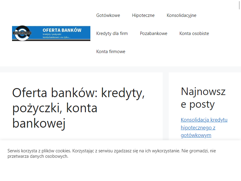 Oferta banków: pożyczki, kredyty, konta osobiste. Ofertabankow.pl
